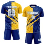 Soccer Royal Scratch White Custom Yellow-Light Jersey Graffiti Pattern Blue Sublimation Uniform