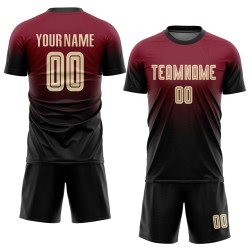 Sublimation Custom Fade Uniform Jersey Crimson Soccer Fashion Cream-Black