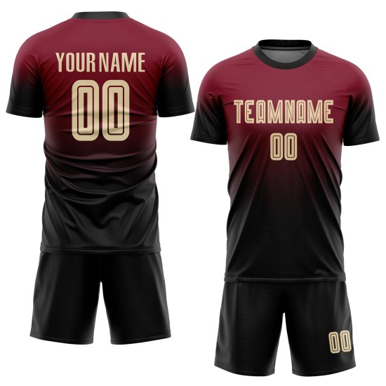 Sublimation Custom Fade Uniform Jersey Crimson Soccer Fashion Cream-Black