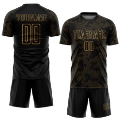 Sublimation Custom Old Uniform Jersey Soccer Black Gold