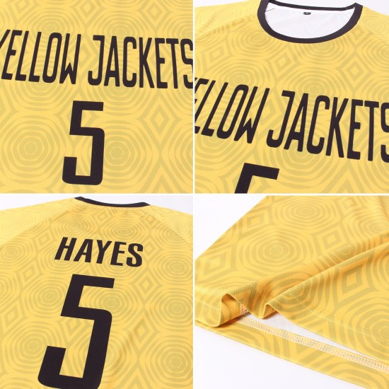 Gold Uniform Jersey Sublimation Custom Black Soccer
