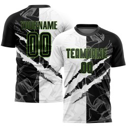 Uniform Sublimation Jersey Pattern Soccer Green Custom Black-Neon Graffiti Scratch