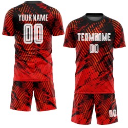 Jersey Red Custom Sublimation White-Black Soccer Uniform