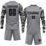 Custom Soccer Sublimation Black-Camo Uniform Jersey Gray