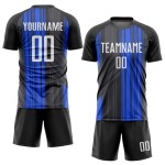 White-Royal Black Sublimation Jersey Soccer Custom Uniform