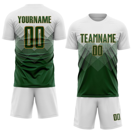 White Gold Custom Uniform Soccer Jersey Sublimation Green-Old