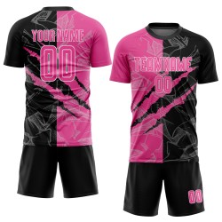 Soccer Jersey Pattern Sublimation Uniform Graffiti Black-White Scratch Custom Pink