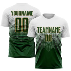 White Gold Custom Uniform Soccer Jersey Sublimation Green-Old