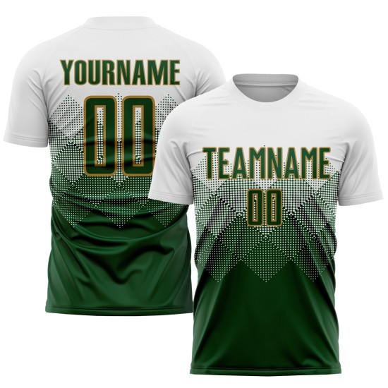 White Gold Custom Uniform Soccer Jersey Sublimation Green-Old
