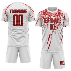 White Red-Black Jersey Uniform Sublimation Soccer Custom