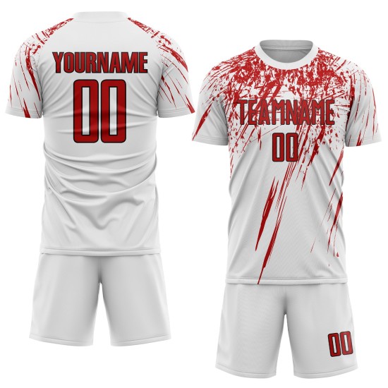 White Red-Black Jersey Uniform Sublimation Soccer Custom