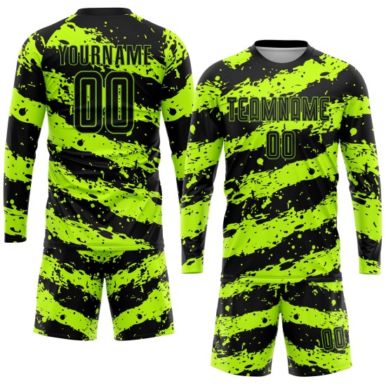 Jersey Green Neon Soccer Custom Uniform Black Sublimation