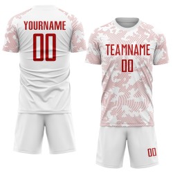 White Jersey Red Sublimation Uniform Custom Soccer