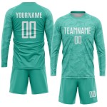 Aqua Uniform Sublimation White Jersey Soccer Custom