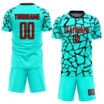 Sublimation Red-Black Soccer Uniform Jersey Aqua Custom