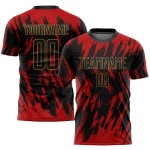 Custom Uniform Black-Old Red Jersey Sublimation Gold Soccer