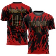 Custom Uniform Black-Old Red Jersey Sublimation Gold Soccer