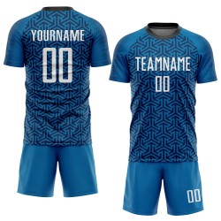 White-Black Blue Soccer Uniform Sublimation Jersey Custom