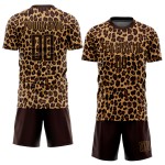 Gold Leopard Soccer Uniform Brown Brown-Old Jersey Sublimation Custom Gold Leopard Soccer Uniform Brown Brown-Old Jersey Sublimation Custom