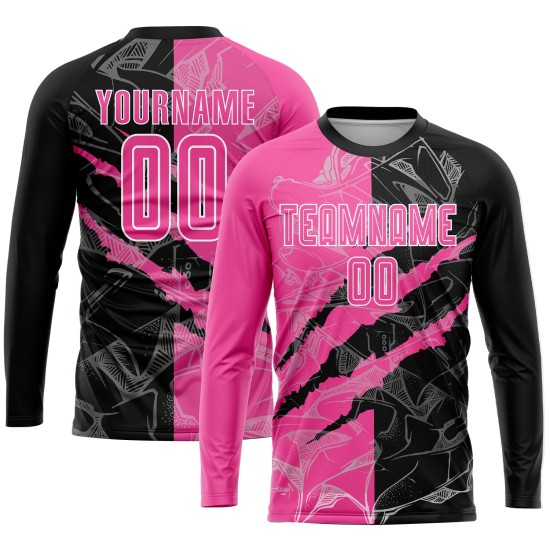 Soccer Jersey Pattern Sublimation Uniform Graffiti Black-White Scratch Custom Pink