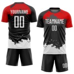 Jersey White-Red Uniform Black Sublimation Soccer Custom