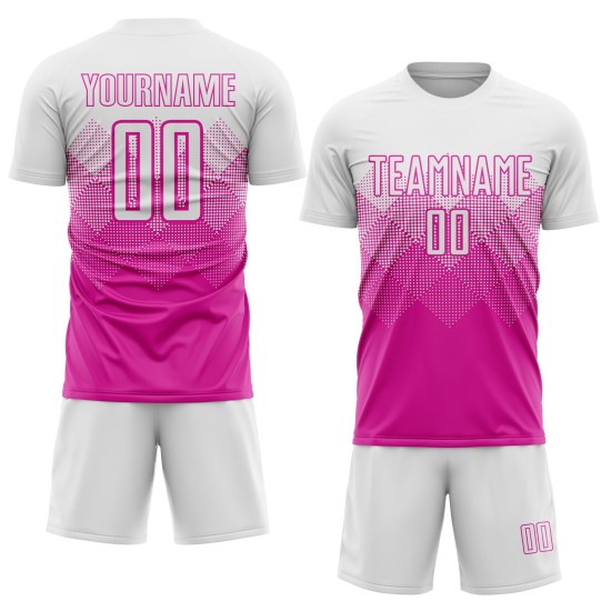 Soccer White Custom Deep Jersey Pink Sublimation Uniform