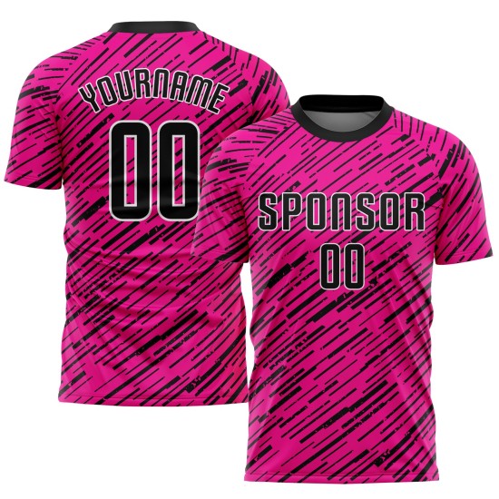 Custom Soccer Jersey Pink Uniform Sublimation Black-White