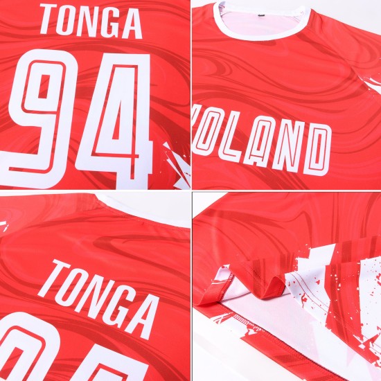 Sublimation Custom Jersey Soccer Red Uniform White