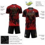Custom Uniform Black-Old Red Jersey Sublimation Gold Soccer