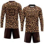 Gold Leopard Soccer Uniform Brown Brown-Old Jersey Sublimation Custom Gold Leopard Soccer Uniform Brown Brown-Old Jersey Sublimation Custom