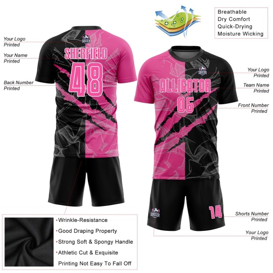 Soccer Jersey Pattern Sublimation Uniform Graffiti Black-White Scratch Custom Pink