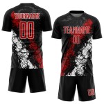 Sublimation Custom Black Red-White Jersey Uniform Soccer