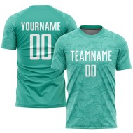 Aqua Uniform Sublimation White Jersey Soccer Custom