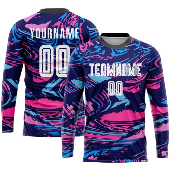 Figure Sublimation Uniform Soccer Custom White-Pink Jersey