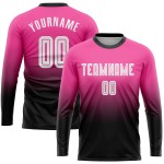 Uniform Custom Fade White-Black Sleeve Jersey Long Sublimation Fashion Soccer Pink