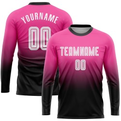 Uniform Custom Fade White-Black Sleeve Jersey Long Sublimation Fashion Soccer Pink