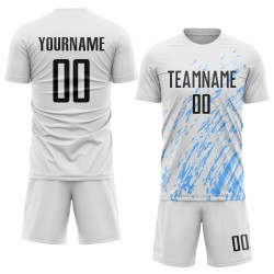 Blue Soccer Jersey Sublimation Custom White Black-Light Uniform