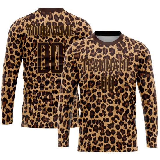 Gold Leopard Soccer Uniform Brown Brown-Old Jersey Sublimation Custom Gold Leopard Soccer Uniform Brown Brown-Old Jersey Sublimation Custom