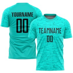Black Soccer Aqua Custom Jersey Sublimation Uniform