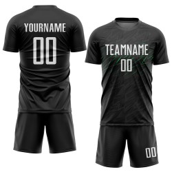 Soccer Black Custom Green Sublimation Jersey White-Neon Uniform