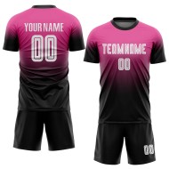 Custom Fade Jersey Soccer Fashion White-Black Uniform Pink Sublimation