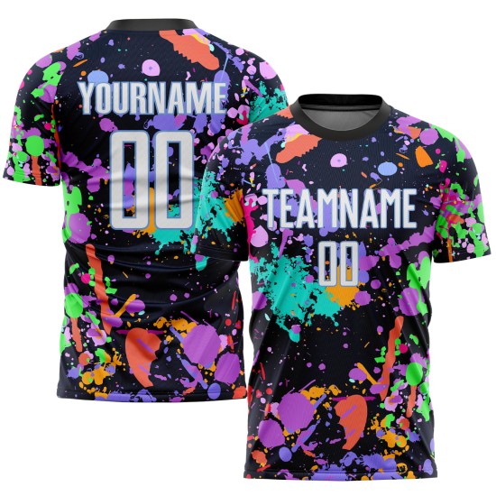 Soccer White-Light Pattern Uniform Jersey Sublimation Graffiti Custom Blue