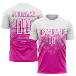Soccer White Custom Deep Jersey Pink Sublimation Uniform