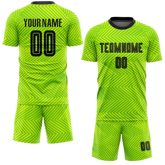 Soccer Black Jersey Neon Uniform Sublimation Custom Green