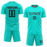 Black Soccer Aqua Custom Jersey Sublimation Uniform Black Soccer Aqua Custom Jersey Sublimation Uniform