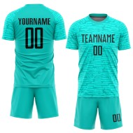 Black Soccer Aqua Custom Jersey Sublimation Uniform