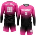 Uniform Custom Fade White-Black Sleeve Jersey Long Sublimation Fashion Soccer Pink