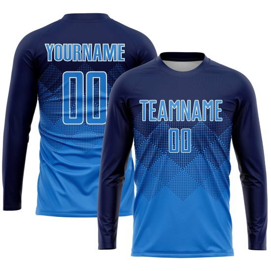 Navy Custom Sublimation Blue-White Jersey Uniform Powder Soccer