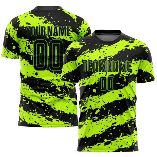 Jersey Green Neon Soccer Custom Uniform Black Sublimation