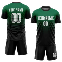 Custom Kelly Green Sublimation White-Black Jersey Soccer Fashion Uniform Fade
